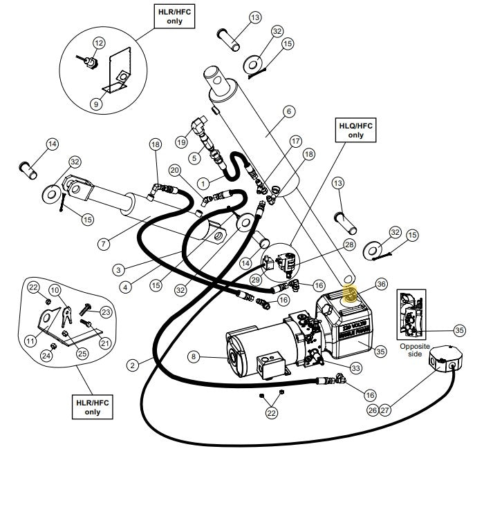 Serco Hydraulic Pit and Remote Mounted Unit HL, HLR, HLQ, and HFC Style 600 Spare Parts