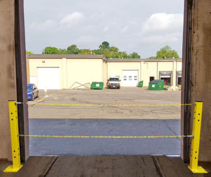 Dual Chain Dock Safety Barrier w/ Sentry Rail Column